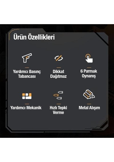 Ayrex Coofbe 2 Adet Set Telefon Oyun Tetik Seti Mekanik 6 Parmak Pubg Joystick Tetik Tuşu Yüksek Hassasiyetli