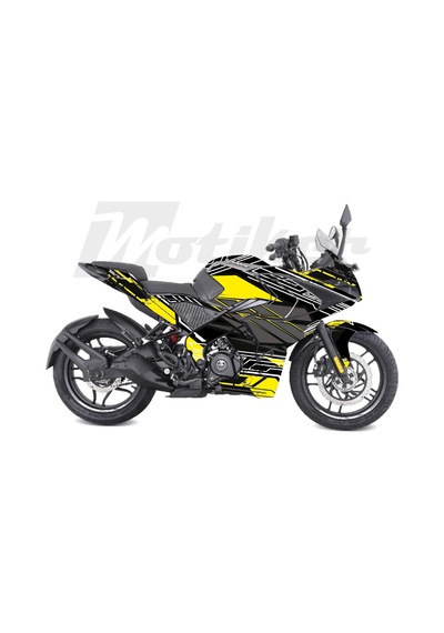 Bajaj Rs200 K'night Model Arçalı Motosiklet Kaplama Sticker Etiket Modeli Sarı Gri Beyaz