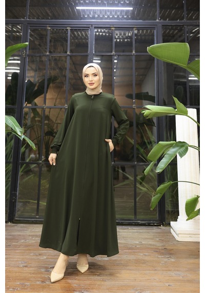 Eslemnur Gündelik Hac Ve Umrelik Mevlana Kolu Gipe Dikişli Ferace Haki
