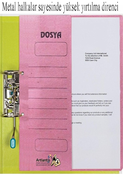 Yarım Kapak Telli Dosya Pembe Karton 50 Adet Karton Yarım Kapaklı Kapsüllü Dosya A4 Boy 24x32 Cm Klasör İçin Büro Ofis