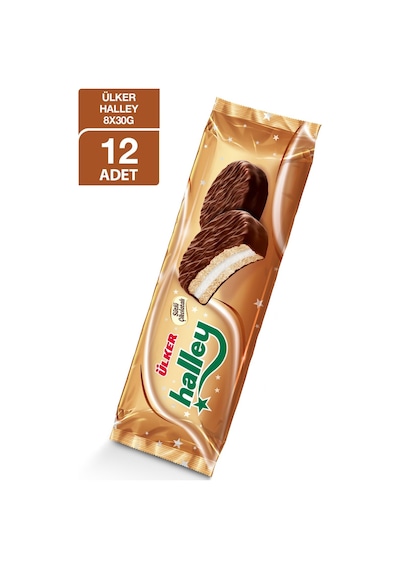 Ülker Halley Kaplamalı Çikolata Pasta 8 Li / 240 Gr X 12 Adet