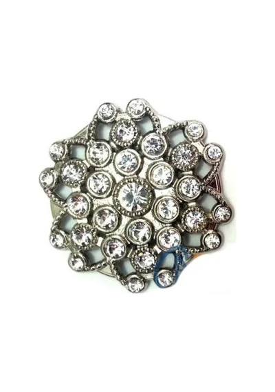 Ers Taşlı Yuvarlak Broş, Sandık Süsü 4,5 Cm - Nikel, 10 Adet