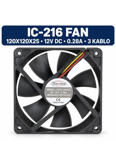 Marxlow 120x120x25 Mm 12v Dc 0,28a 3 Kablolu Kare Soğutma Fanı 120*120*25mm