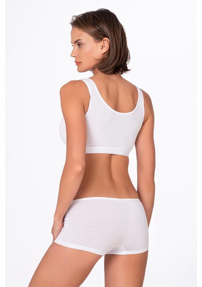 Kadın Modal Boxer Şort Beyaz Kompedan K23920 Beyaz