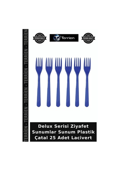 Delux Serisi Ziyafet Sunumlar Sunum Plastik Çatal 25 Adet Lacivert Mavi
