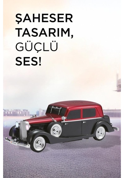Özel Seri Ses Müzik Akustik Bluetooth Hoparlör Retro Araba D55 Kırmızı 2x5w