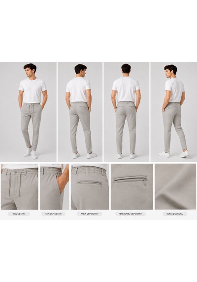 Denys Denny's Fermuarlı Cepli Jogger Pantolon Taş