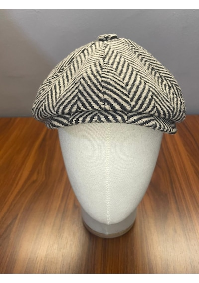Hamze Peaky Blinders Vintage Model Balıksırtı Kışlık Kasket Şapka Bej