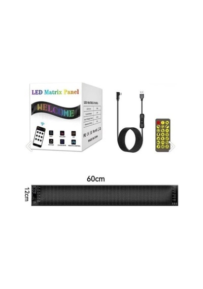 Ahmet Otomotiv Led Matrıx Panel Cama Yapışan Telefon Kontollü Uzaktan Kumandalı Kayan Yazı 12cm X 60cm