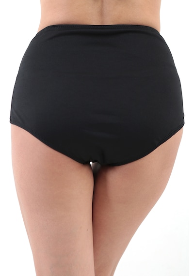 Kadın Büyük Beden Yüksek Bel Toparlayıcı Bikini Altı Siyah