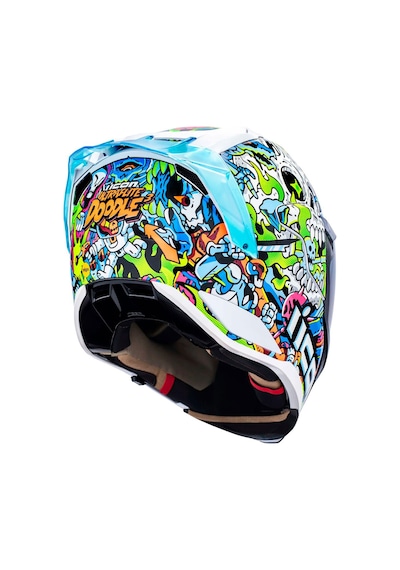 Icon Ultraflite Doodle 3 Mıps Kapalı Kask Beyaz Mavi Yeşil