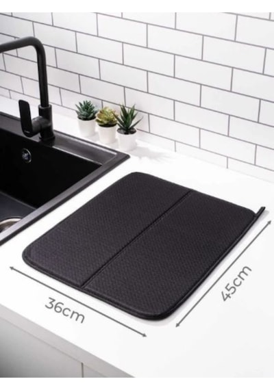 Mikrotex Bulaşık Matı Süper Emici Bulaşık Kurutma Örtüsü 45x36cm Katlanabilir Bulaşık Matı Siyah Sil Diğer