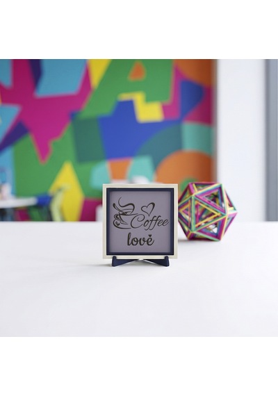 Modern Coffee Love Tasarımlı Dekoratif Parça, Kahve Molalarınız İçin Özel Bir Dokunuş 10x10 Cm