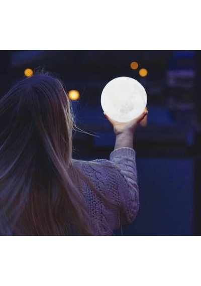 Dekoratif 3D Ay Gece Lambası - Led Başucu Lambası ( Çap 12 Cm )