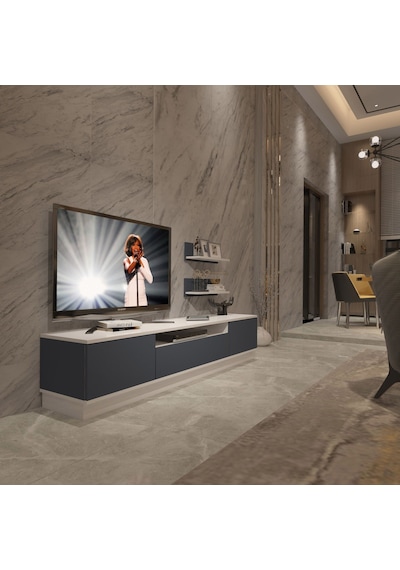 Decoraktiv Trendstyle 4s Mdf Tv Ünitesi Tv Sehpası Beyaz - Antrasit