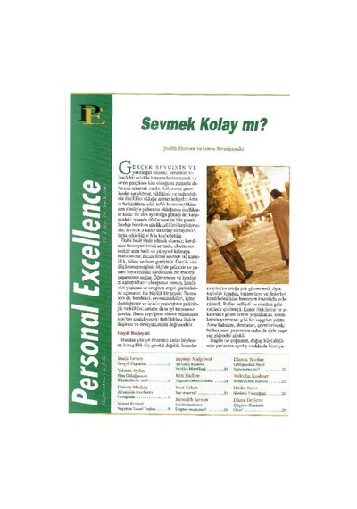 Personal Excellence - Yaşam Rotanızı Keşfedin - Sevmek Kolay Mı - Retro Eski Basım Koleksiyon Aralık 2000 Yıl:2 Sayı:14