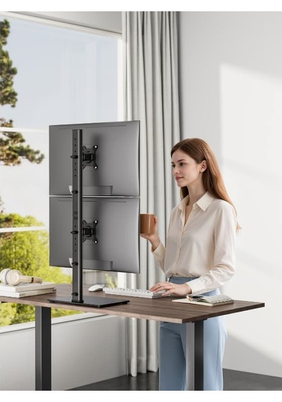 Dıgıtus 17 -34 Dikey İkili Monitör Standı 12kg X 2 Taşıma Kapasitesi Vesa 75x75 / 100x100