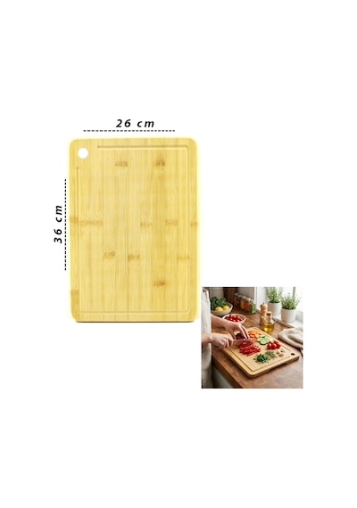26x36x1.8cm Ahşap Bambu Kesim Panosu - Kesme Tahtası 5047 Çok Renkli
