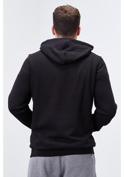 Tommy Life Siyah Nakışlı Kanguru Cep Standart Kalıp Kapüşonlu Erkek Sweatshirt - 87839 Siyah