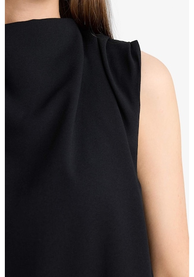 Defacto Regular Fit Balıkçı Yaka Krep Kolsuz Bluz F9149ax25wnbk27 Siyah