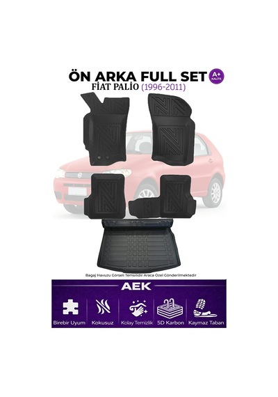 Fiat Palio 5d Karbon Paspas Takımı +3d Pvc Bagaj Havuzu Set