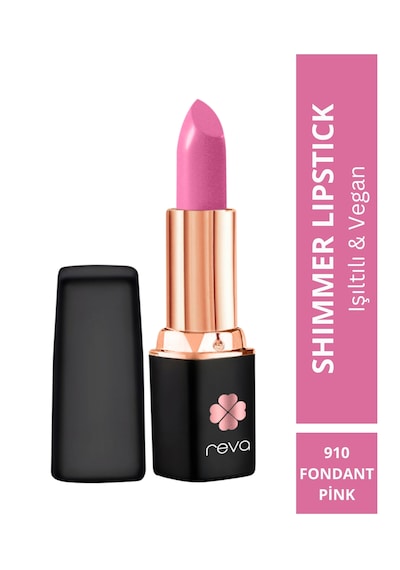 Shimmer Lipstick Fondant Pink - Işıltı Ruj - 4 Gr - No: 910 - Vegan & Temiz İçerik Pembe