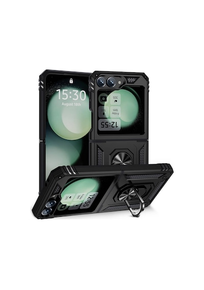 Goocamp Galaxy Uyumlu Z Flip 6 Kılıf Vega Kapak - Siyah Siyah
