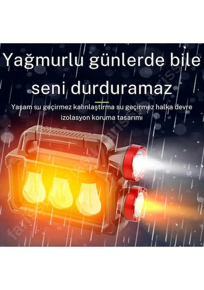 Solar Panelli Çok Foksiyonlu Telefon Şarj Özellikli El Feneri Işıldak 2 Ampullü