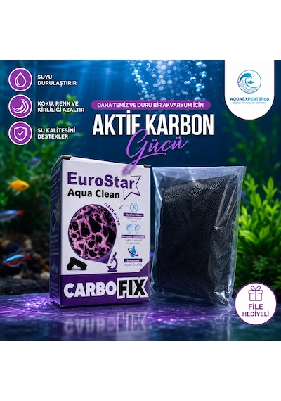 Euro Star - Carbo Fix - Akvaryum Filtre Malzemesi - Aktif Karbon - Üstün Temizlik Gücü - 500 Ml - File Hediyeli