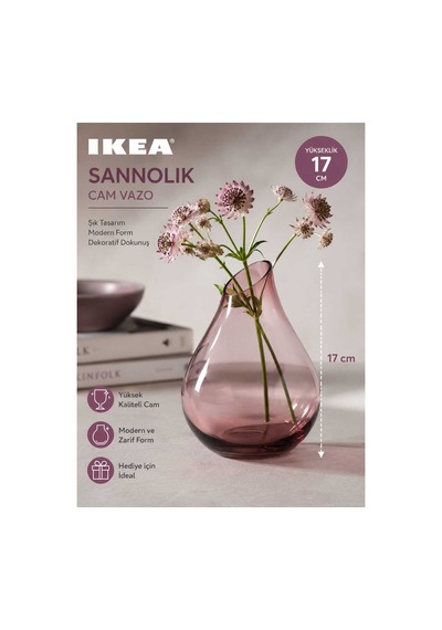 Sannolık Dekoratif Üfleme Cam Vazo Pembe - 910271036 Pembe