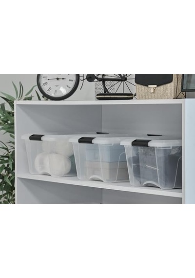 Kutu, Plastik Saklama Düzenleyici, 6'li Paket, 6 X 15 L, Sabit, Klipsler, İstiflenebilir, Çok Amaçlı, Oturma Odası, Diğer