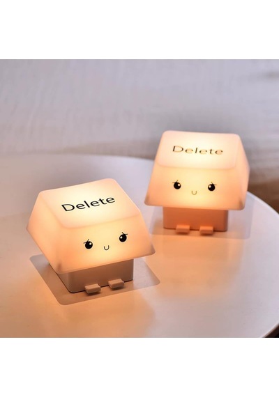 Delete Tuşu Gece Lambası, Led Masa Lambası, Usb Şarjlı, Bej, 9 X 14 Cm Çok Renkli