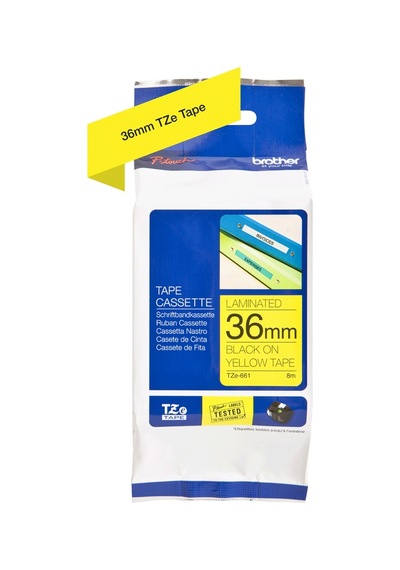 Brother Tze-661 Sarı Üzerine Siyah Orjinal Etiket 36mm-9062749442818
