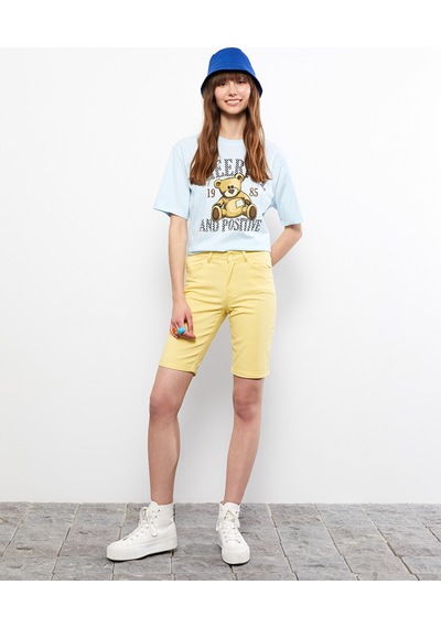 Lcw Jeans Sarı Dar Fit Kadın Jean Şort