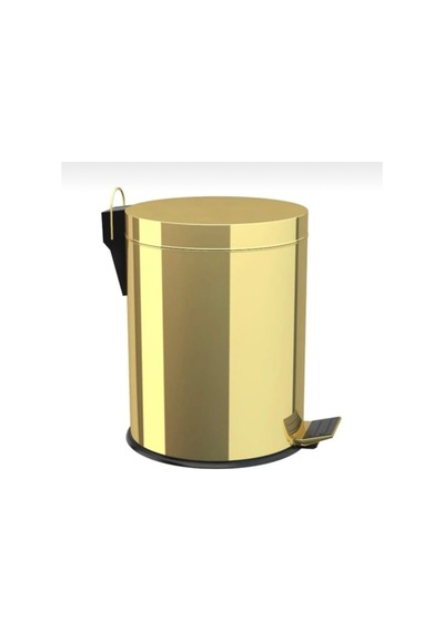 İsaoğlu Yapı Gold Çöp Kovası Gold Fırça Set Banyo Aksesuar Gold Pedallı Kova Premium Gold
