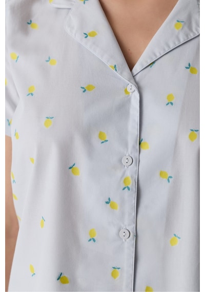 Penti Açık Mavi Lemons Pamuklu Gömlek Pantolon Pijama Takımı