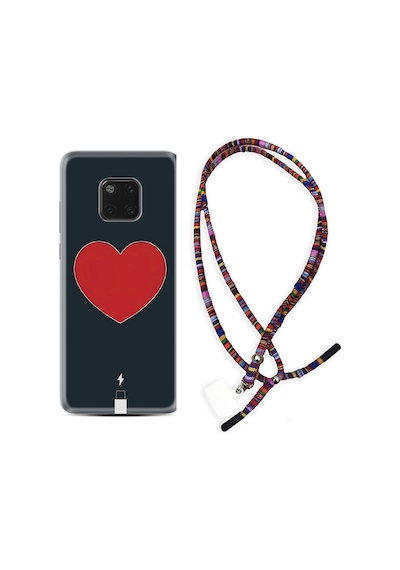 Huawei Mate 20 Pro Kılıf Rasta Boyun Askılı Mavi Mermer 1297