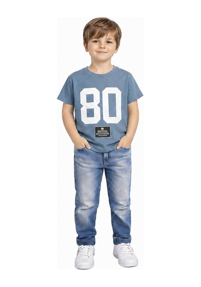 Yale Kids 3-8 Yaş Erkek Çocuk %95 Pamuklu Tişört Petrol Mavisi
