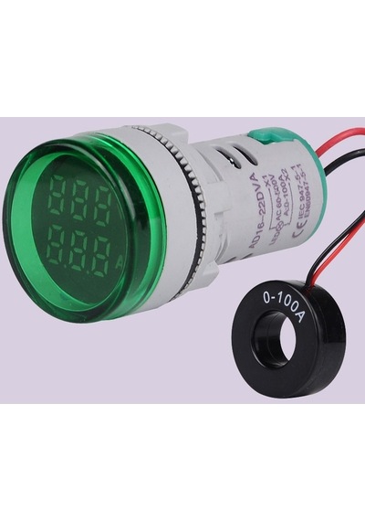 Çift Ekranlı Led Ac60-500v 0-100a Akım Göstergeli Yuvarlak Dijital Ac Voltmetre Ampermetre