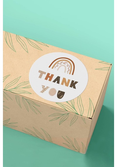 90 Adet Thank You Teşekkür Etiketi Boho Gökkuşağı 3x3cm St2048 Çok Renkli