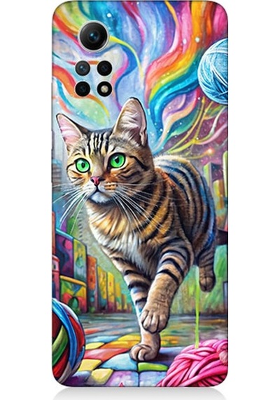 Xiaomi Redmi Note 12 Pro 4g Uyumlu Renkli Yumaklar Ve Kedi Desenli Silikon Kılıf