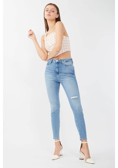 Kadın Mavi Süper Skinny Fit Jean Pantolon 001