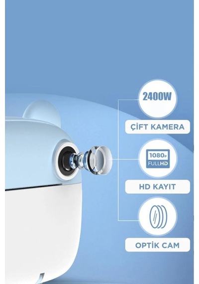 Çocuk Fotoğraf Makinesi Dijital Hd Video Kamera Anlık Termal Resim Kağıt Baskılı Yazıcı Blue - 587427494