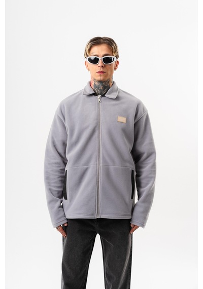 Respire Erkek Zip Oversize Polar Ceket Gri