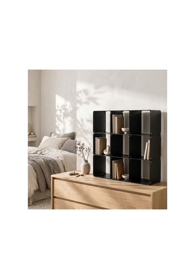 Node 9'lu Modüler Metal Açık Raf Ünitesi Çok Amaçlı Küp Kitaplık 50x50 Cm Siyah - 944249484 Siyah