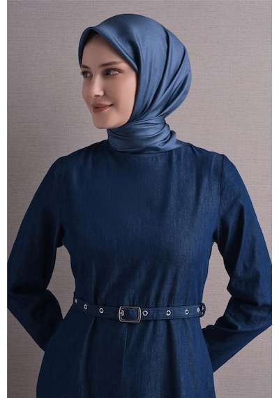Armine İpek Eşarp 2027 Kış - 9601-81 Mavi Twill