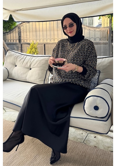 Rabia Şamlı Tanem Tüvit-saten Etekli Takım Sarı Normal