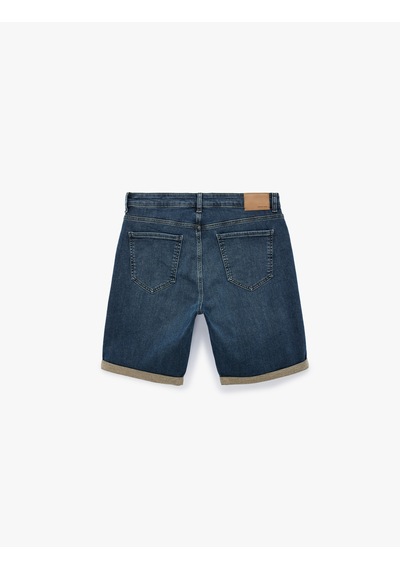 Koton Normal Bel Pamuklu Bermuda Slim Fit Jean Şort Orta İndigo 6sam40331nd