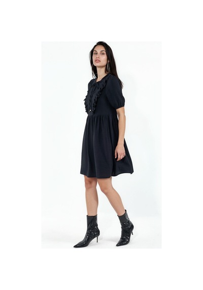 Hiccup Bdart Kadın A Kesim Mini Smock Elbise Siyah