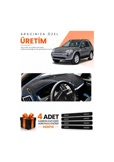 Land Rover Freelander 2006-2014 Uyumlu Torpido Koruma Örtüsü Oto Kılıfı - Siyah Mavi